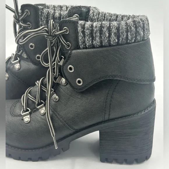 Unionbay Women's Dark Gray & Heather 7.5 Lugg Sole Boots Moto Lace Ankle Booties - Picture 3 of 11